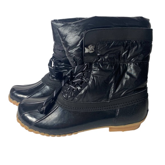 Sporto Thermolite Black Liquid Look Snow Boots NWT NEW Size 11 Womens - Picture 2 of 9